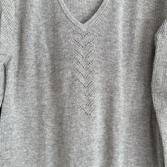 Soft Surroundings Womens V Neck Sweater Large Pullover Wool Alpaca Blend Gray - Picture 4 of 12